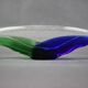 Bol en verre d'art Czechoslovakien Novy Bor bleu et vert, années 1960