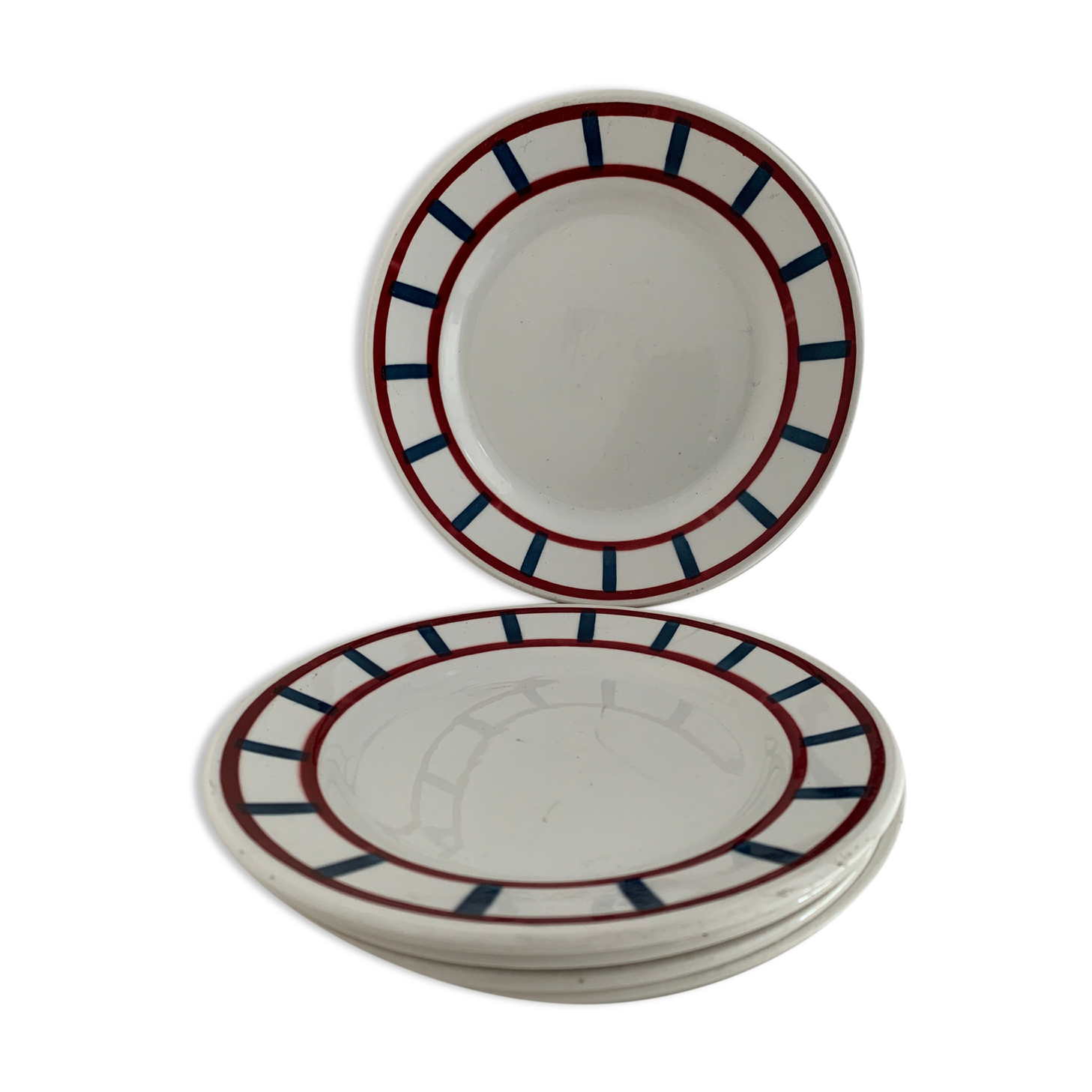 5 HBCM, Montereau, Badonviller, Béarn opaque porcelain dessert plates