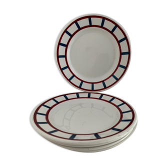5 HBCM, Montereau, Badonviller, Béarn opaque porcelain dessert plates