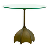 Table d'appoint en bronze et verre par Jan Des Bouvries pour Quasar Holland, années 1990