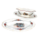 Sarreguemines sauce boat and dish in earthenware with "Obernai" decoration by Henri Loux