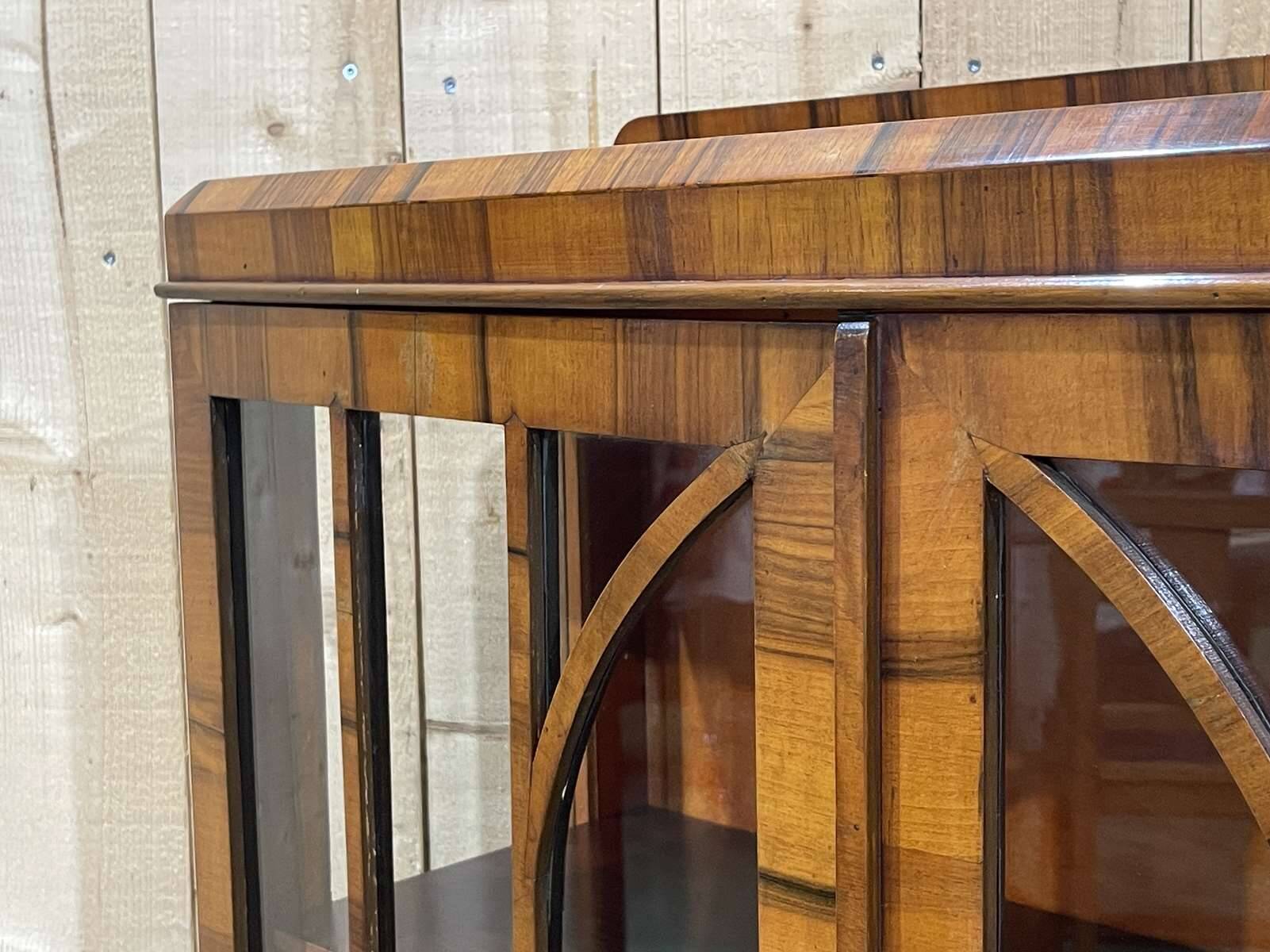 English Chippendale walnut display cabinet from the 1930s