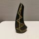 Sculptural black vase with yellow pattern from Hedebo Keramik Denmark 1950-1960s.