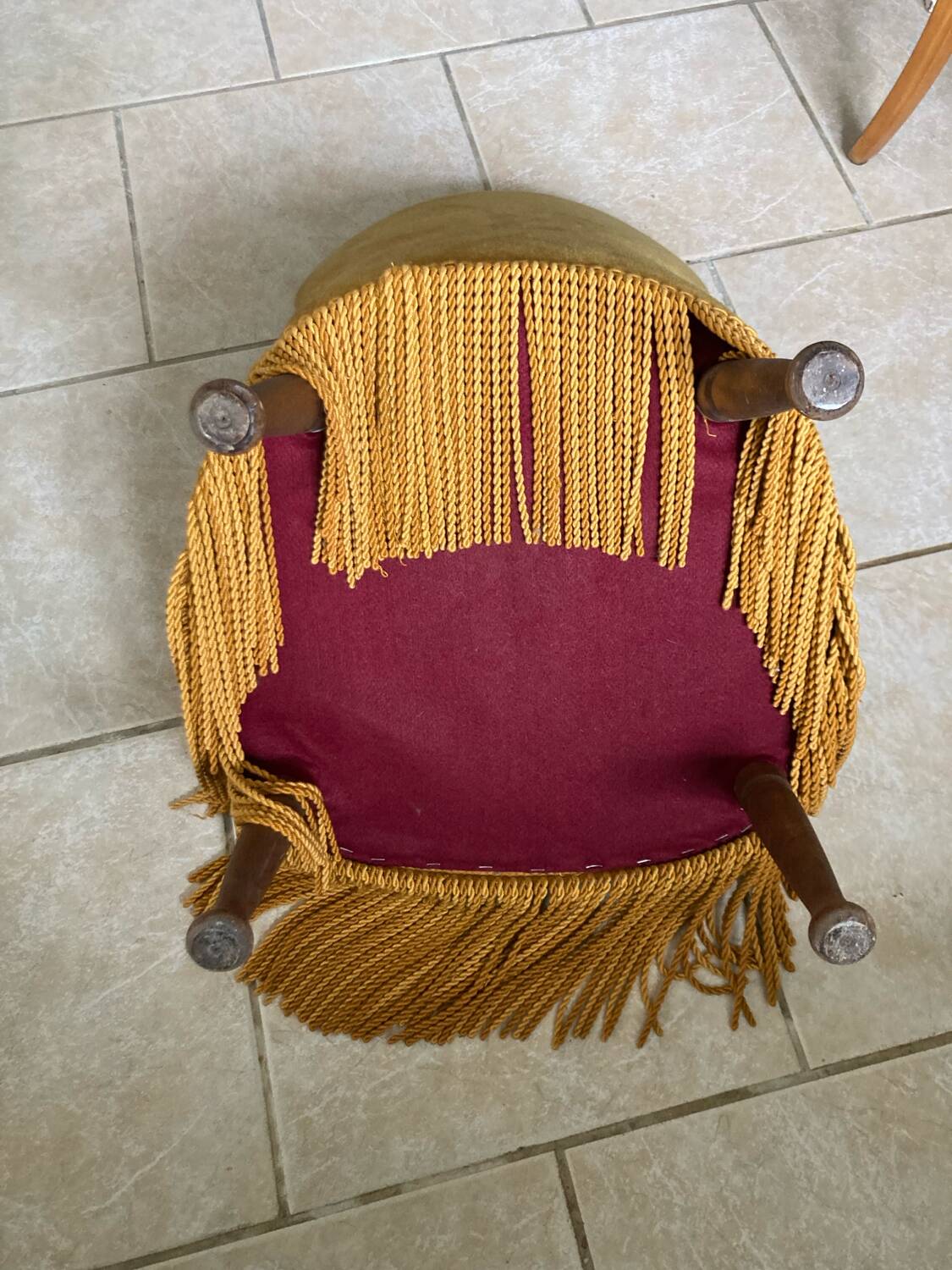 Golden yellow velvet toad pouf