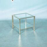 Minimalist coffee table in brass and glass, Regency style from the 1970s.