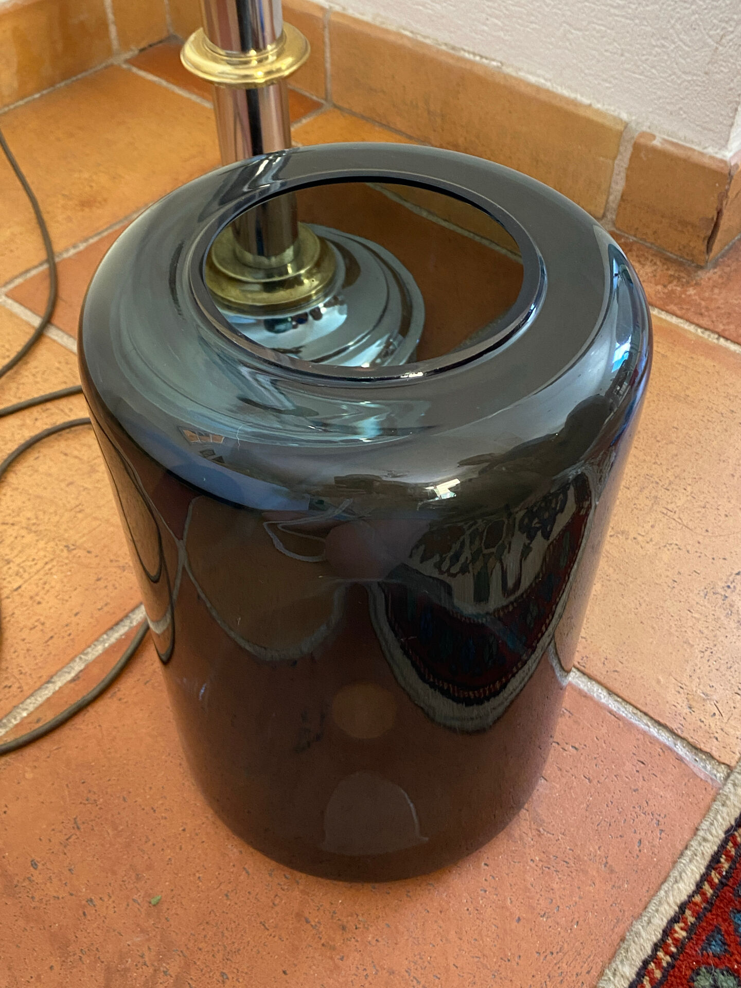 Metal and smoked glass floor lamp
