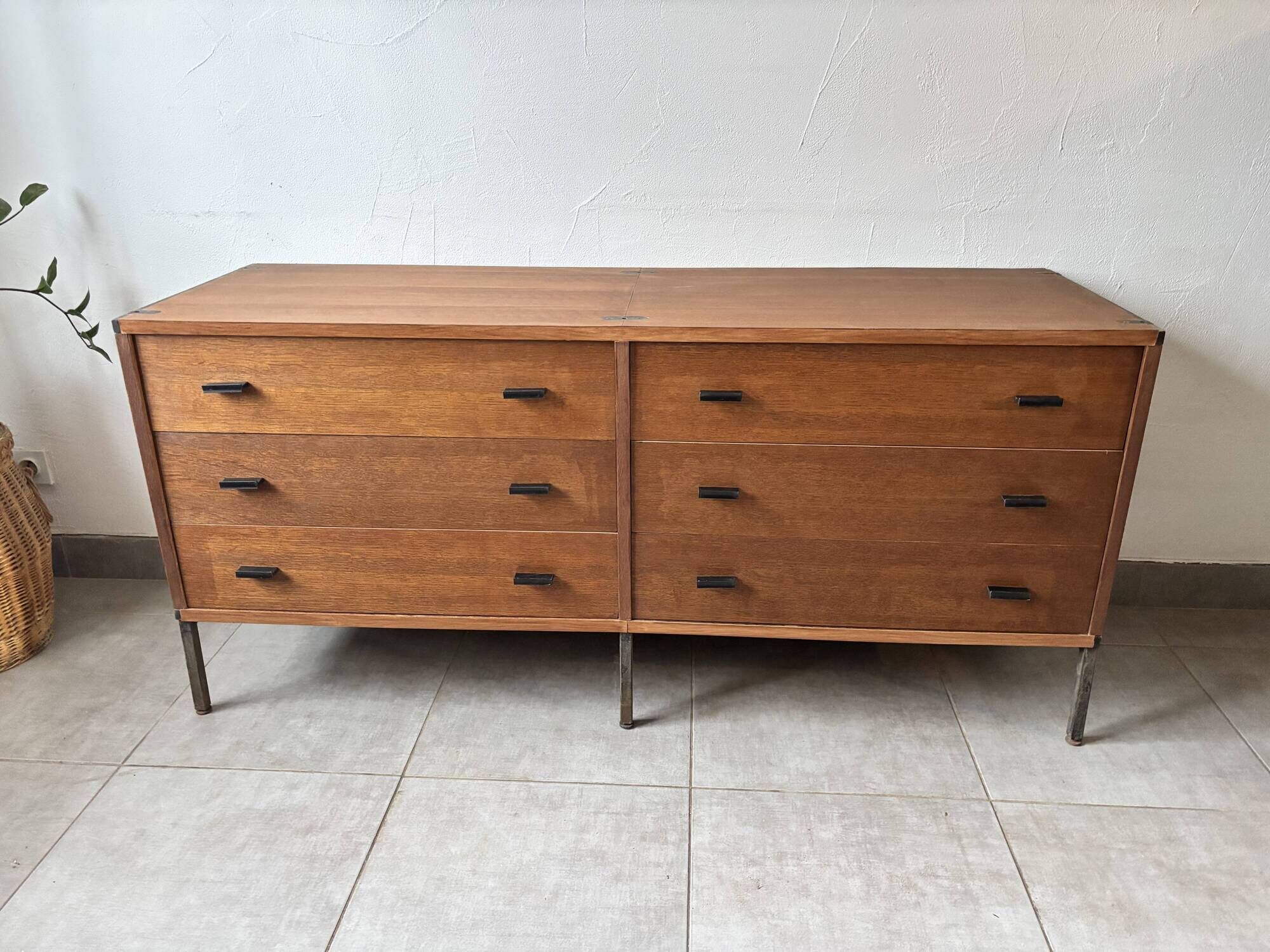 Vintage Scandinavian teak sideboard – 6 drawers – 1960s