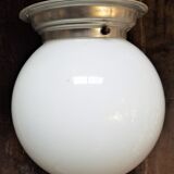 Opaline ball and aluminum ceiling light
