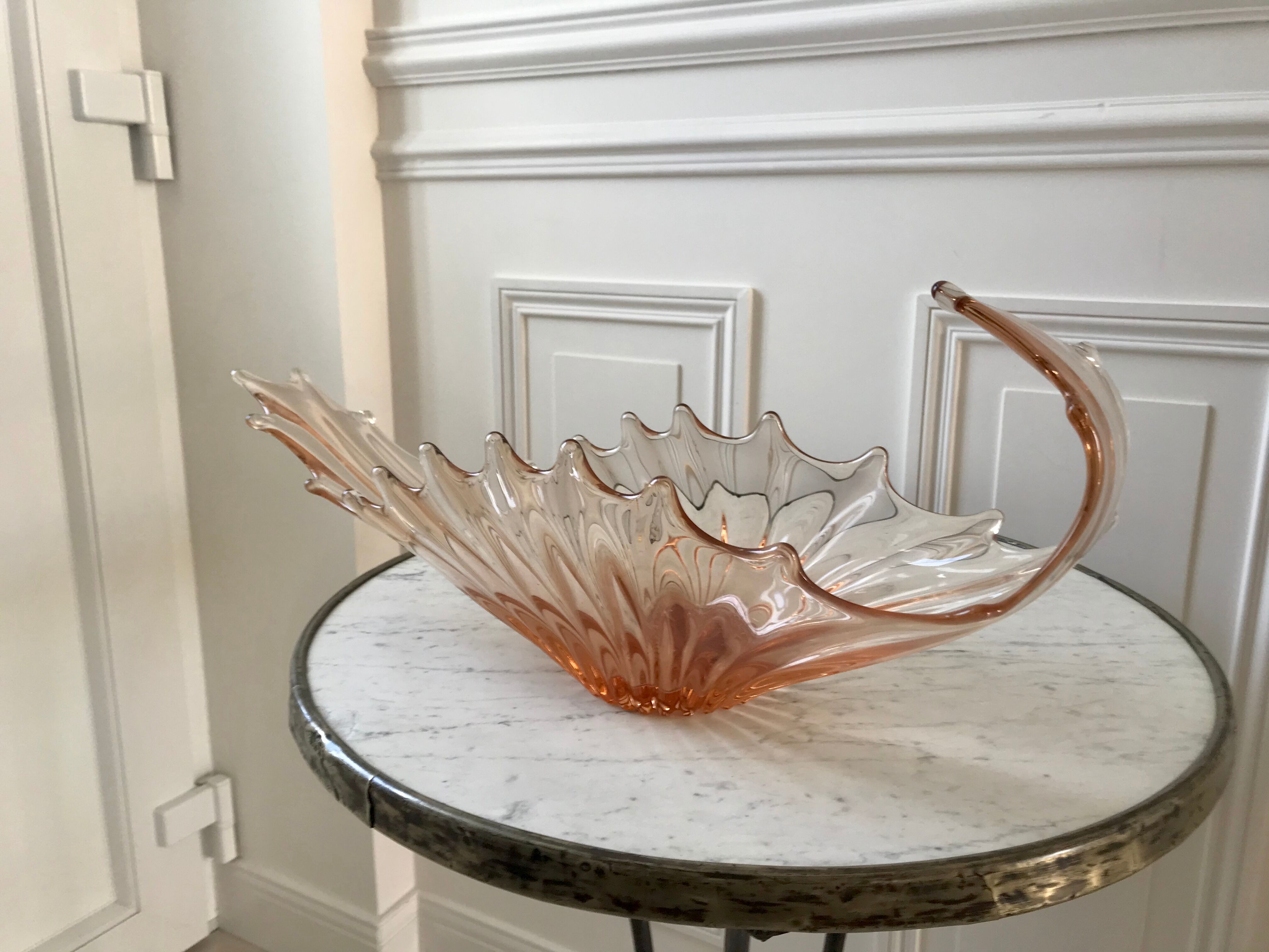 Large pink glass cup 50s-60s