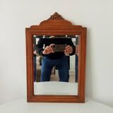 Art Deco beveled mirror in solid oak 50.5*33