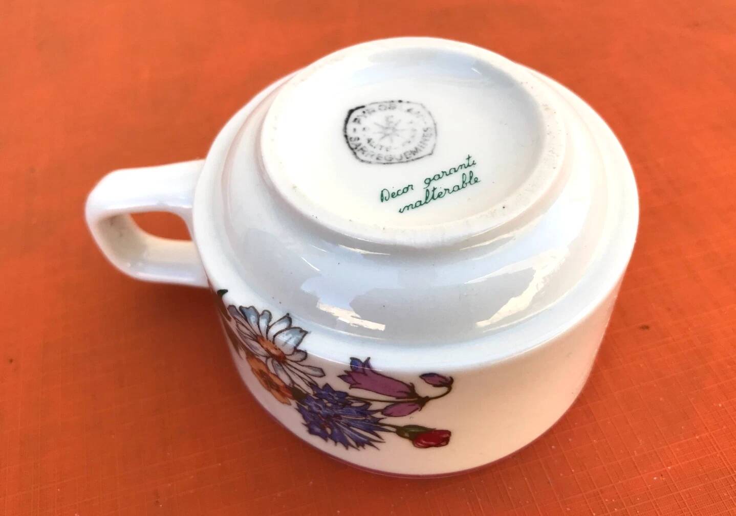 Pyroblan Porcelain Coffee Cup / Saucer Sarreguemines France
