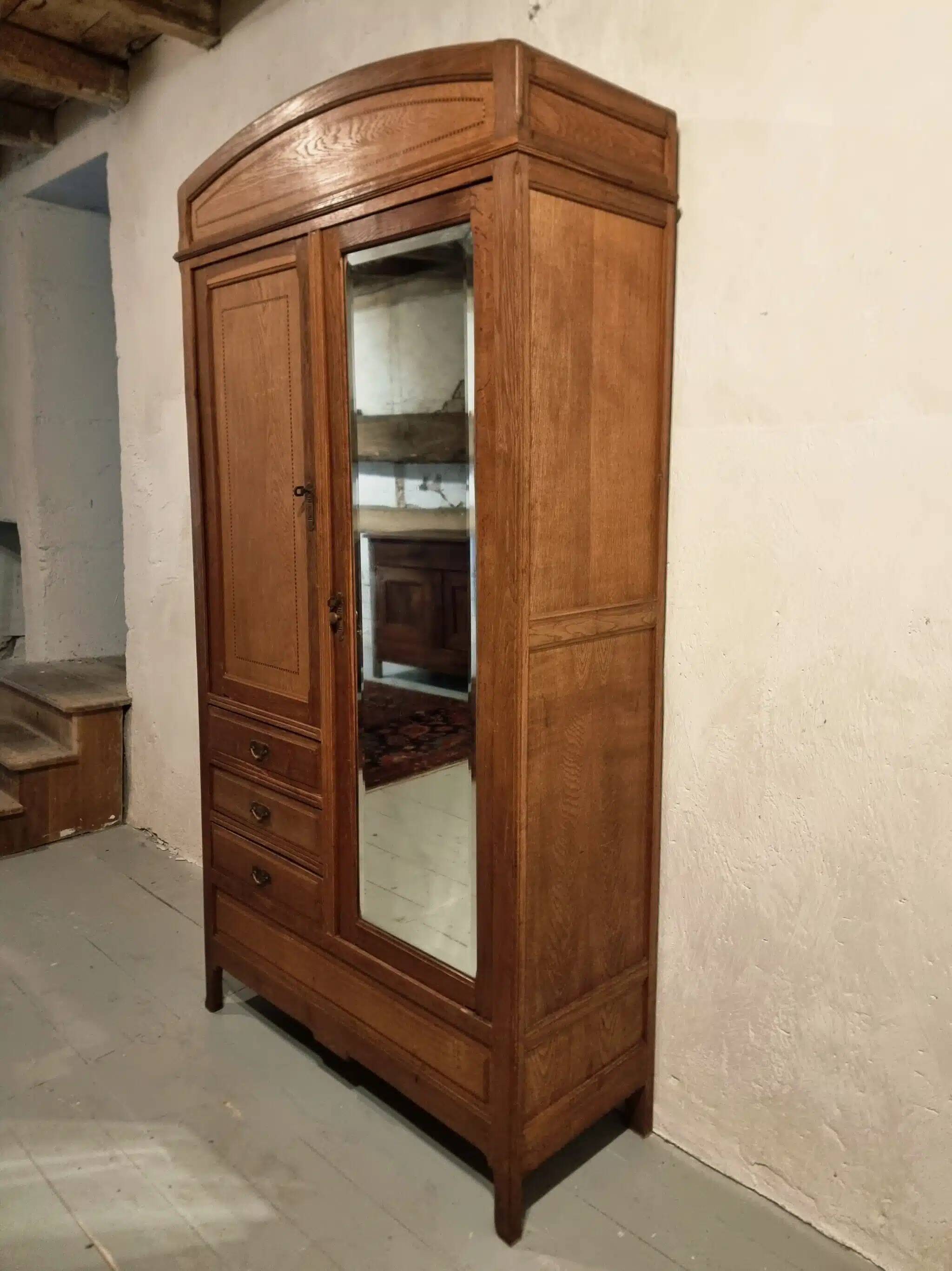 Vintage French oak wardrobe – circa 1920, with subtle Art Deco influences