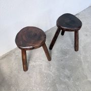 Pair of tripod stools in oak