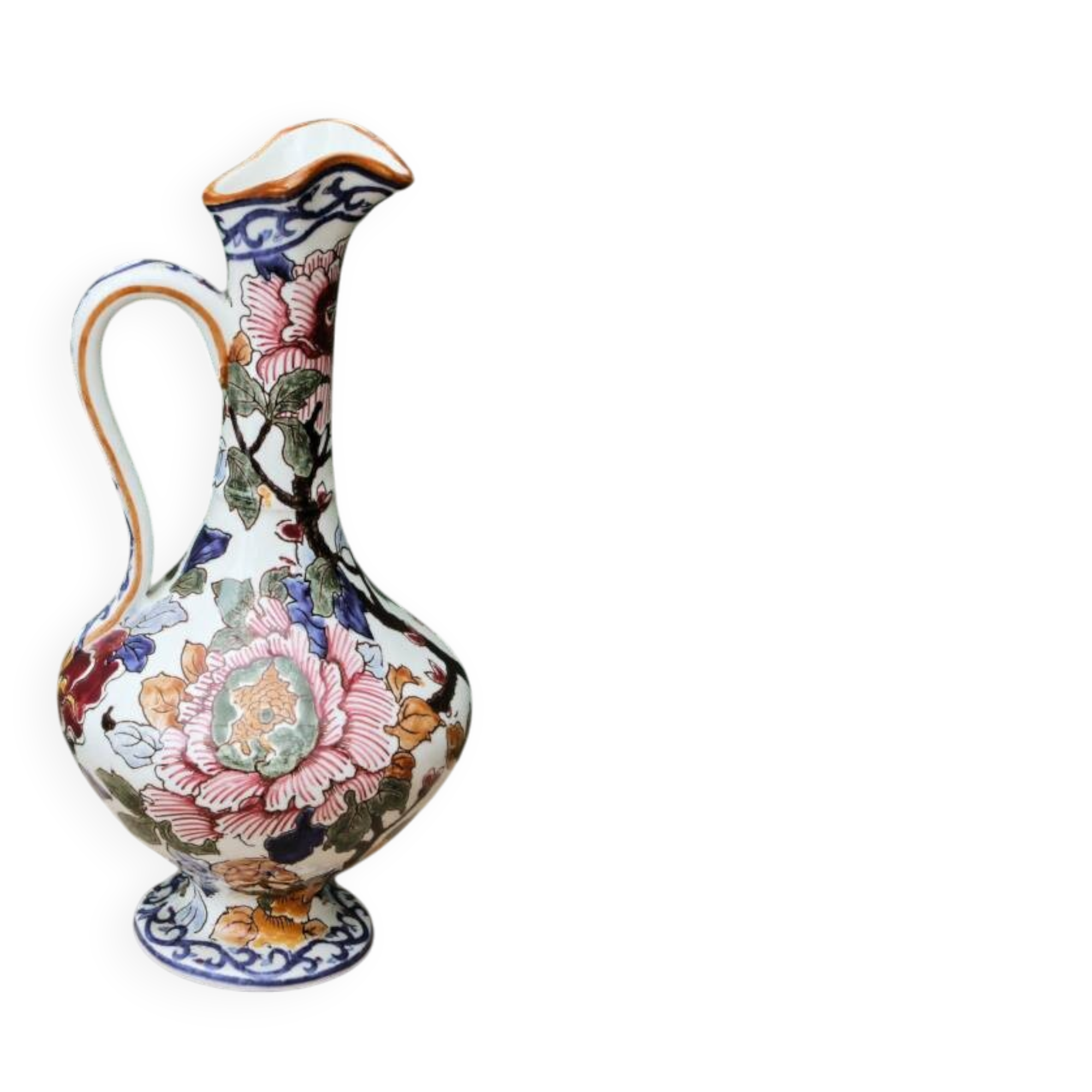 Gien earthenware jug, Peonies model