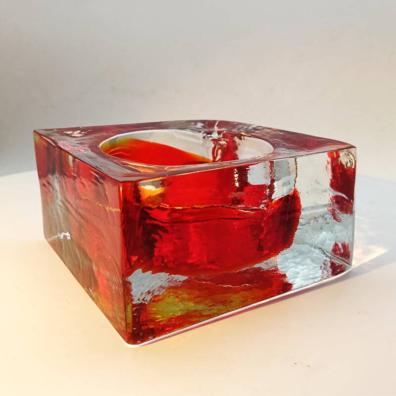 Cendrier carré en verre de Murano fait à la main, années 1960