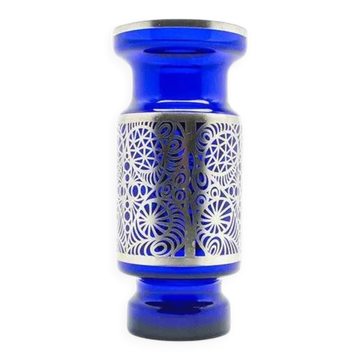 Vase moderne du milieu du siècle, en verre cobalt, Huta Hortensja, Pologne, années 1960