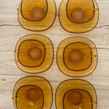 Set of 6 cups and saucers tea coffee Vereco amber vintage 70´