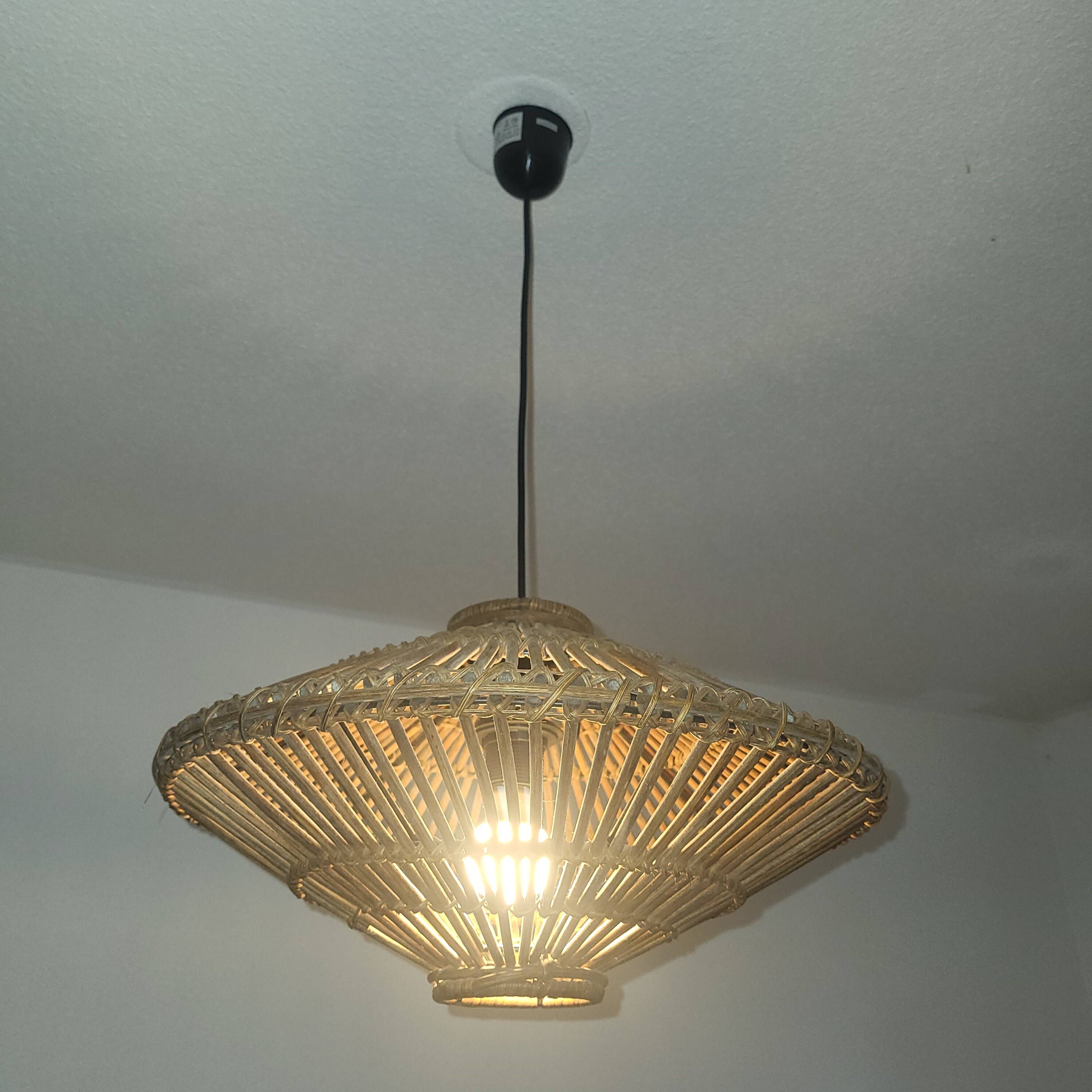 UFO rattan pendant light from the 60s