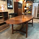 Table extensible en acajou par Jacques Hauville, années 70