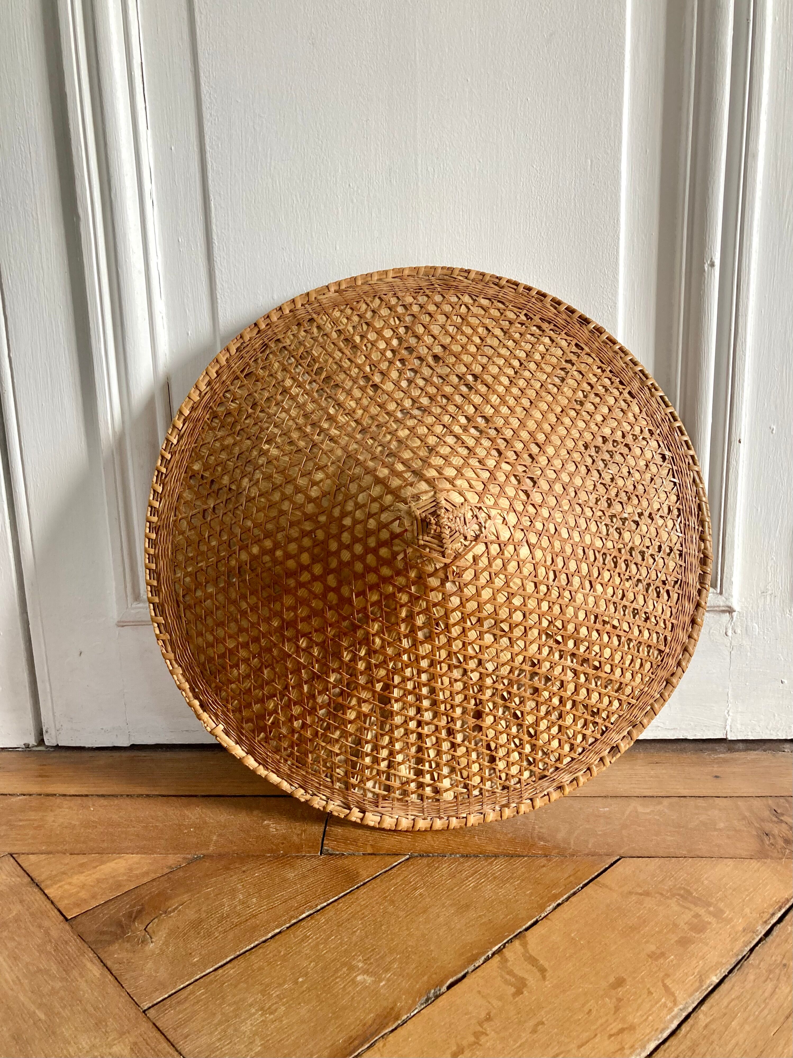 Asian hat vintage rattan canning