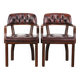 Set of two dark brown cowhide leather Chesterfield dining/side chairs