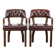 Set of two dark brown cowhide leather Chesterfield dining/side chairs