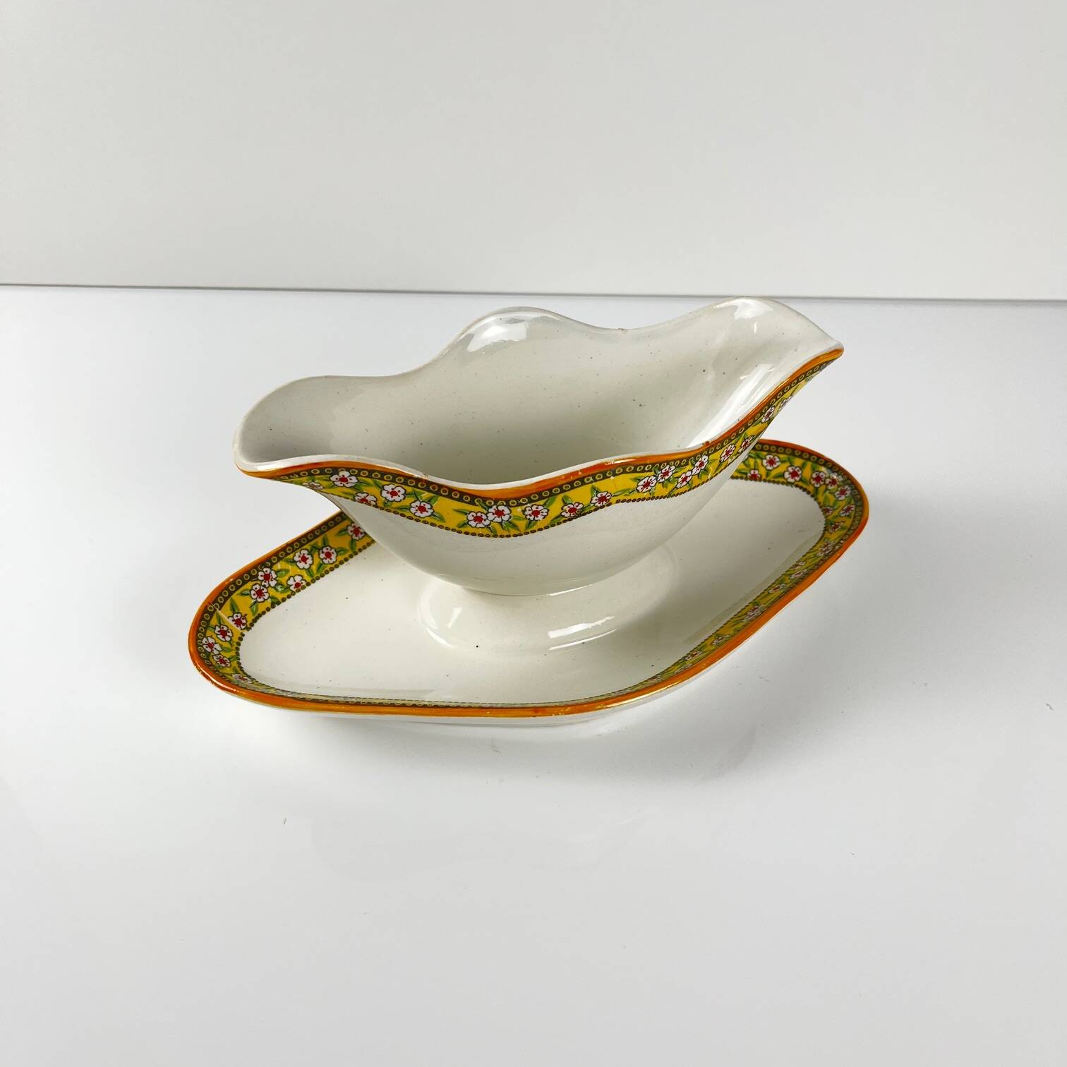 "Yvonne" ironstone sauceboat, Orchies, early 20th century