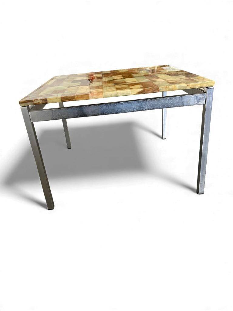 Table basse carrée vintage en onyx