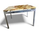 Table basse carrée vintage en onyx