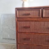 Vintage rattan chest of drawers circa 1960s