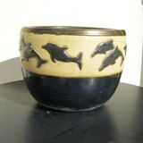Cache-pot en céramique "décor aux dauphins"