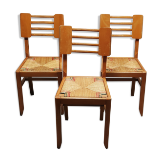 Chaises paillées année 50