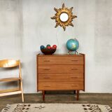 Chest of drawers teak vintage feet spindles 1950s