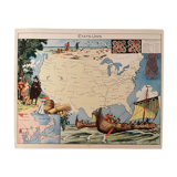 Old poster map of the United States from 1948 - JP Pinchon
