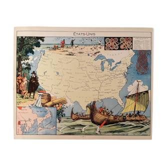 Old poster map of the United States from 1948 - JP Pinchon