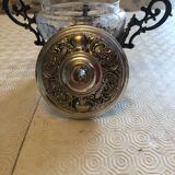 Silver-plated metal and crystal sugar bowl