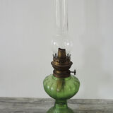 Old Green Glass Kerosene Lamp