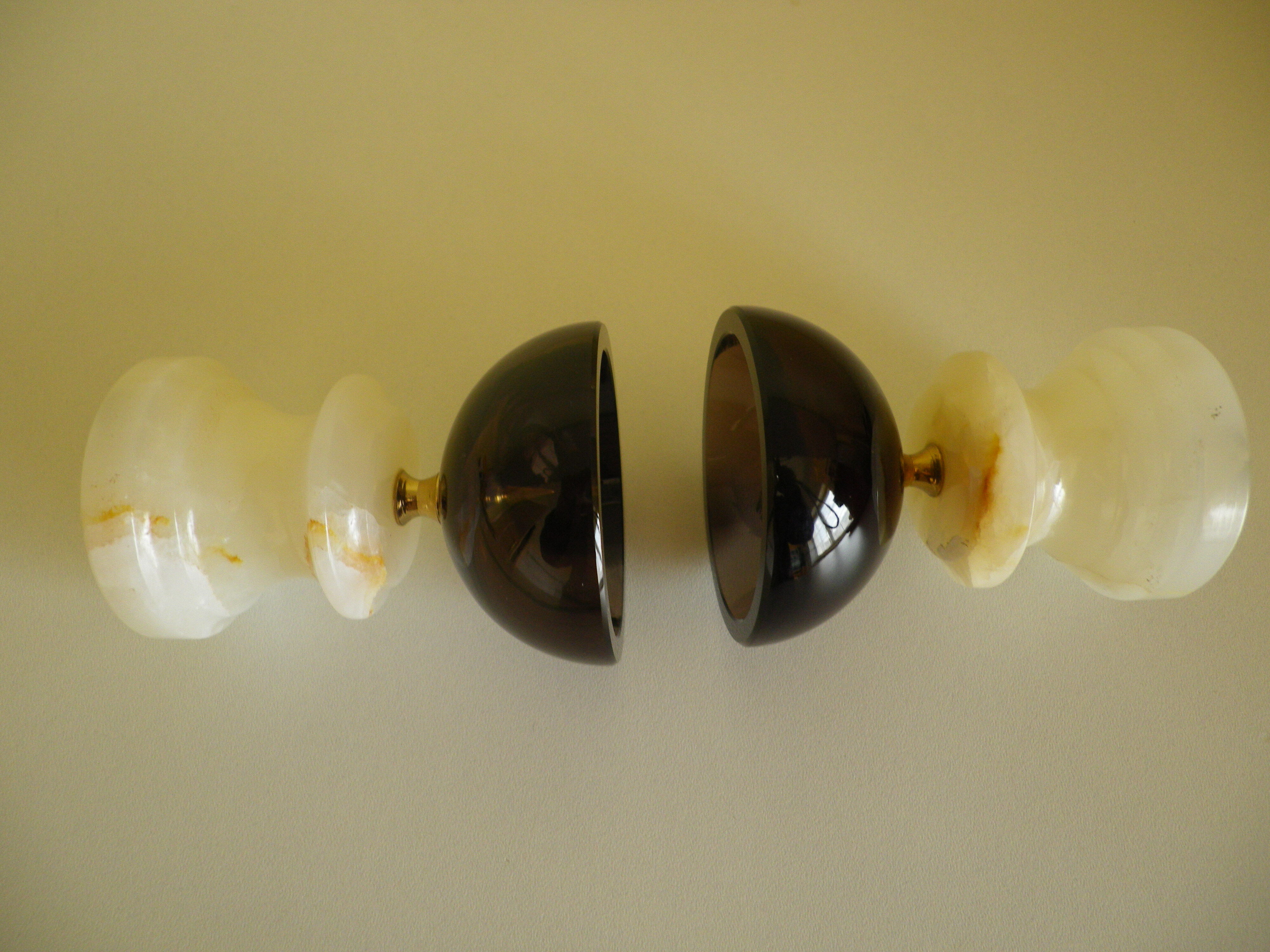 Pair of candlesticks in Crystal and onyx stone