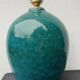 Ball lamp base in cracked ceramic and signed blue green