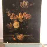 Floral still life – Oil on old canvas