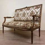 Louis XVI Style Bench In Golden Wood, mid-19th century