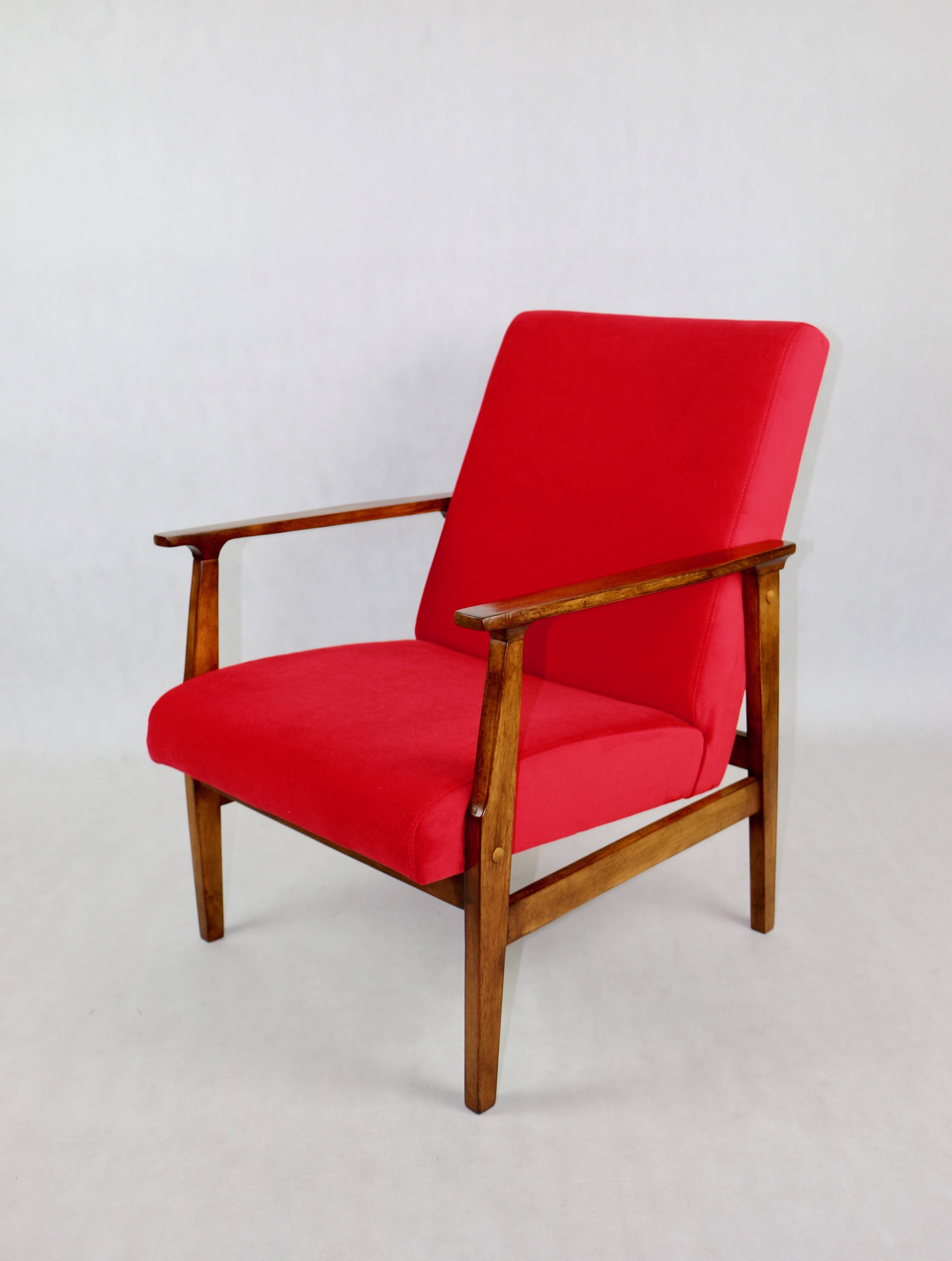 Chaise longue vintage en velours rouge, années 1970