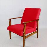 Chaise longue vintage en velours rouge, années 1970