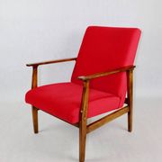 Chaise longue vintage en velours rouge, années 1970