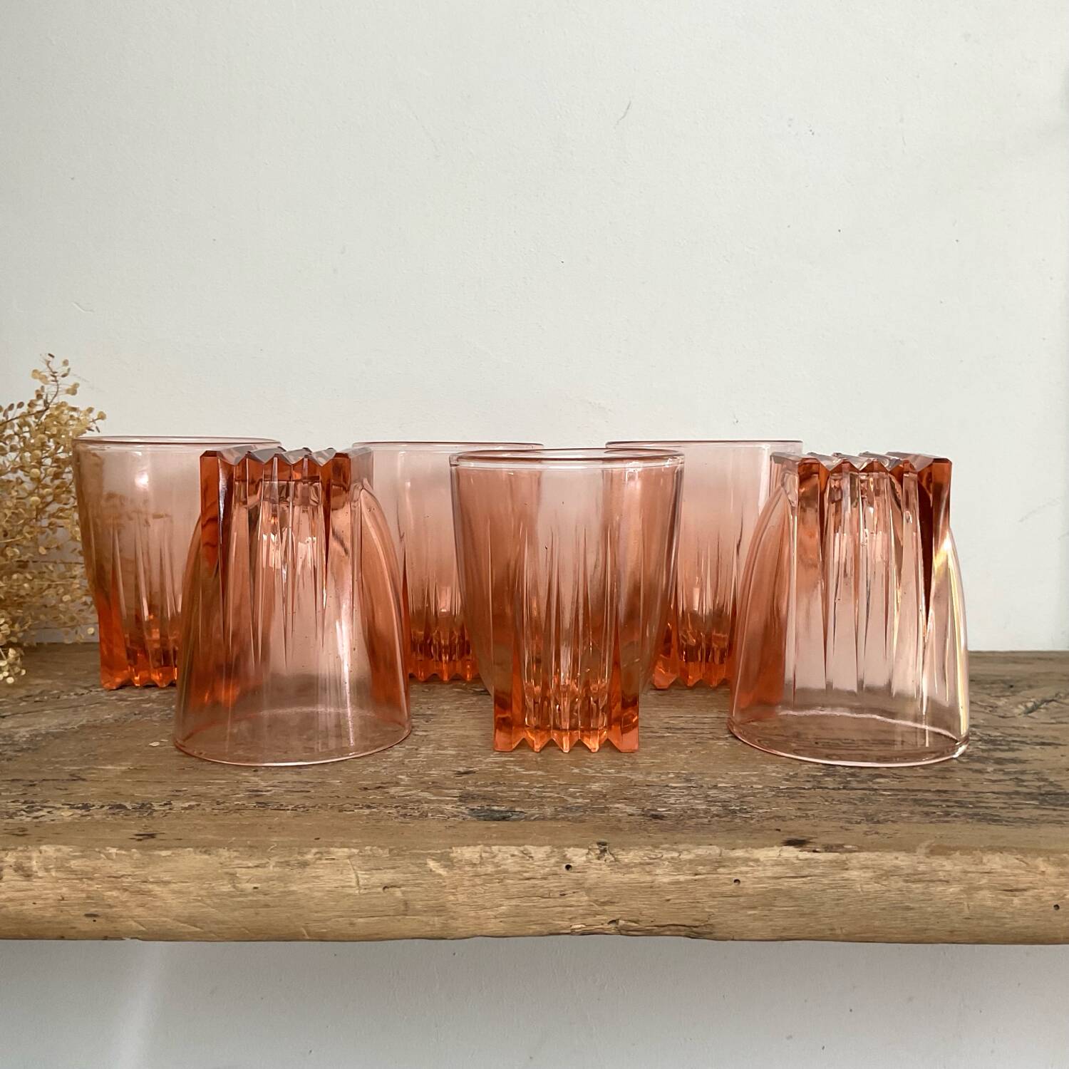 6 verres Rosaline vintage « art déco »