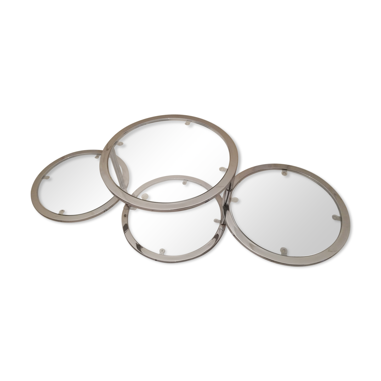 4-tray glass round coffee table
