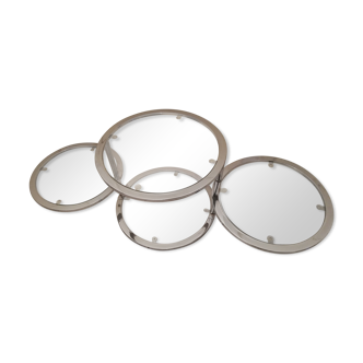 4-tray glass round coffee table