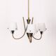 Vintage 50's chandelier with three lights in glass, italian design