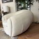 Curved sofa set "Polar Bear" called "Banana" in white boucle.