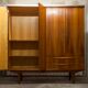 Scandinavian teak cabinet 4 doors 2+1 drawers wardrobe 1960
